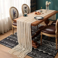 Boho Style Cheesecloth Table Runner – Romantic Decor | Long Gauze Sheer Table Runner | Elegant Scene Decor for Weddings | Home Accents