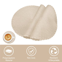 6Pcs Round Table Mat and Cup Coasters Set Woven Ramie Placemats Anti Slip Dining Placemats Non-Slip Tableware Bowl Pads Kitchen