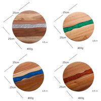 Wood Resin Charcuterie Board, Resin Cutting Board for Kitchen and mini bar, for meat,Cheese, Bread, Vegetables, Fruits,roundness