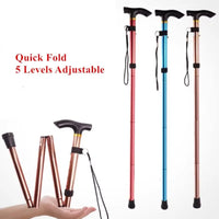 Multifunction Walking Stick Trekking Poles Telescopic Fold Crutches Hiking Stick Crutch Elderly Metal Stick Walking Cane Outdoor