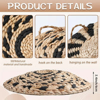 7Pcs Boho Chic Handcrafted Seagrass Wall Baskets, Rattan Woven Round Bohemian Decor for Home,Farmhouse-Featherless,Versatile Use