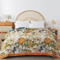 New Flowers Cotton Blanket Bedspread Single Double Home Decor Sofa Cover Summer Cooling Quilt Nap Blanket Cover Soft Bed Sheet