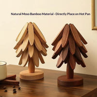 Solid Wood Heat Resistant Pot Mat Anti-scald Table Pad Non-slip Coaster High Temperature Resistant Placemat for Home Kitchen