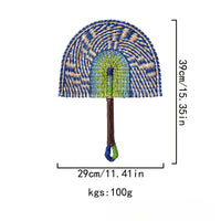 2025 New Hot-selling Seagrass Woven Straw Fan Wall Hanging African Element Wind Wall Decoration Daily Summer Hand Crank Pu