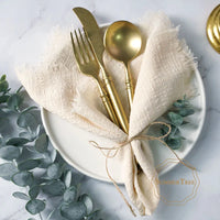 12PCS Napkins 41x41cm Cotton Cloth Gauze Retro Burr Rustic Kitchen Towel Dining Place Mat Wedding Party Linen Napkin Table Decor