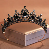 Bridal Headwear Black-Colour Women's Ballroom Crown Baroque Crystal Tiaras And Crowns Bridal Wedding Hair Accessories Jewelry