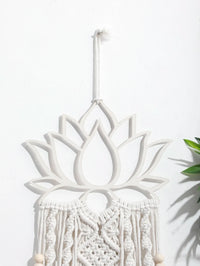 Lotus Macrame Wall Hanging Boho Macrame Dream Catcher Large Craft Ornament for Dorm Home Bedroom Apartment Room Decoration Gift