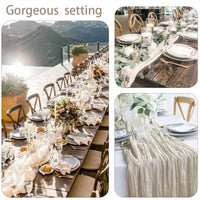 90x400CM Semi-Sheer Gauze Table Runner For Wedding Reception Sheer Bridal Shower Birthday Party banquet Xmas Table Decoration