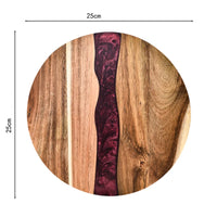 Wood Resin Charcuterie Board, Resin Cutting Board for Kitchen and mini bar, for meat,Cheese, Bread, Vegetables, Fruits,roundness