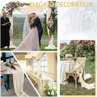 90x400CM Semi-Sheer Gauze Table Runner For Wedding Reception Sheer Bridal Shower Birthday Party banquet Xmas Table Decoration