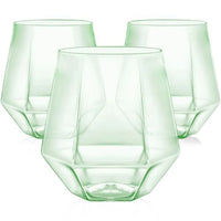 40 Pcak Plastic Stemless Wine cocktail Whiskey Champagne Glasses, 12 Oz Gold Rim Disposable Clear Unbreakable Cups for Party Ba