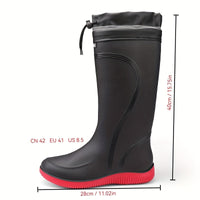 Men's Outdoor Rain Boots Work High Quality Shoes Rain Boots Home Use Long Water Shoes with Rope Mouth High Quality Shoes Daily Work Water Shoes Unisex Water Shoes Men's Soft Sole Outdoor Fishing Casual High Top Rain Boots Farm Work Water Shoes