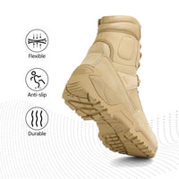 NORTIV 8 Men's Tactical Boot Waterproof Lightweight Comfortable Boots for Work Motorcycle Combat Boots Side Zipper Hiking Outdoor Climbing Activities All Day All Season Christmas Gifts