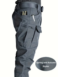 Spring/Autumn Style Men's Tactical Cargo Pants, Slightly Stretch Fabric, Soft and Breathable, Multi-Pocket, Suitable for Casual Outings, No Belt