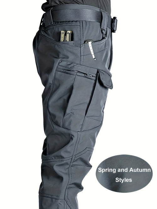 Spring/Autumn Style Men's Tactical Cargo Pants, Slightly Stretch Fabric, Soft and Breathable, Multi-Pocket, Suitable for Casual Outings, No Belt