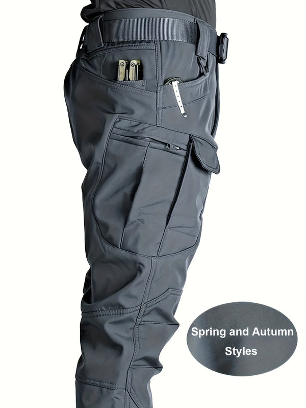 Spring/Autumn Style Men's Tactical Cargo Pants, Slightly Stretch Fabric, Soft and Breathable, Multi-Pocket, Suitable for Casual Outings, No Belt