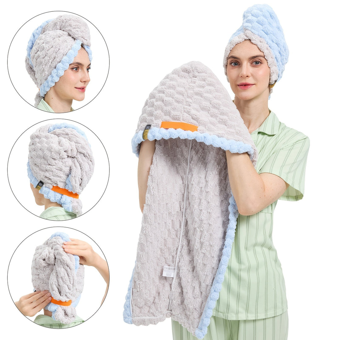 1pc Women'S Extra Large Quick-Dry Hair Towel - Super Absorbent Microfiber Turban with Wide Brim, 50x70cm (19.69x27.56in) for Curly, Wavy, Straight Hair - Thick & Soft for Home, Travel, Christmas Gift, Hair Towel For Women, Hair Towel For Men