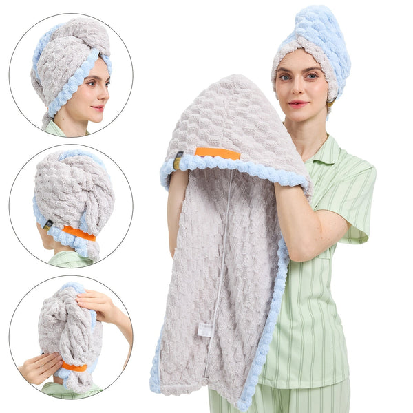1pc Women'S Extra Large Quick-Dry Hair Towel - Super Absorbent Microfiber Turban with Wide Brim, 50x70cm (19.69x27.56in) for Curly, Wavy, Straight Hair - Thick & Soft for Home, Travel, Christmas Gift, Hair Towel For Women, Hair Towel For Men