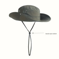 Hiking Outdoor Hat, New Unisex Mountaineering Sun Protection Bucket Hat, Outdoor Quick-Dry Drawstring Cap, Travel Outdoor Bucket Hat, Fishing Hat, Windproof with Random Style Button and Drawstring