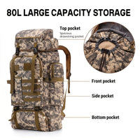 21.13gal Large Tactical Backpack For Men, Heavy Duty Hiking Camping Rucksack With MOLLE System, Durable Outdoor Travel Daypack For Hunting & Trekking
