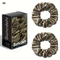 2pcs High Quality 100% Silk Hair Scrunchies | Solid Color Minimalist Big Hairbands, 3.5CM Width, 22Momme, Valentine'S Day Gift, SUNCDELV SLIK
