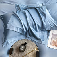 2-Pack Luxurious 30% Mulberry Blended Satin Pillowcases, 25 Momme Satin Weave, Hypoallergenic Solid Color Envelope Closure, 120-140gsm