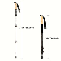 1 Nordic Telescopic Trekking Pole, Aviation-Grade Aluminum Alloy Hiking Stick, Black, Brown, Green, Optional, Suitable for Skiing, Mountaineering, Backpackers, Unisex
