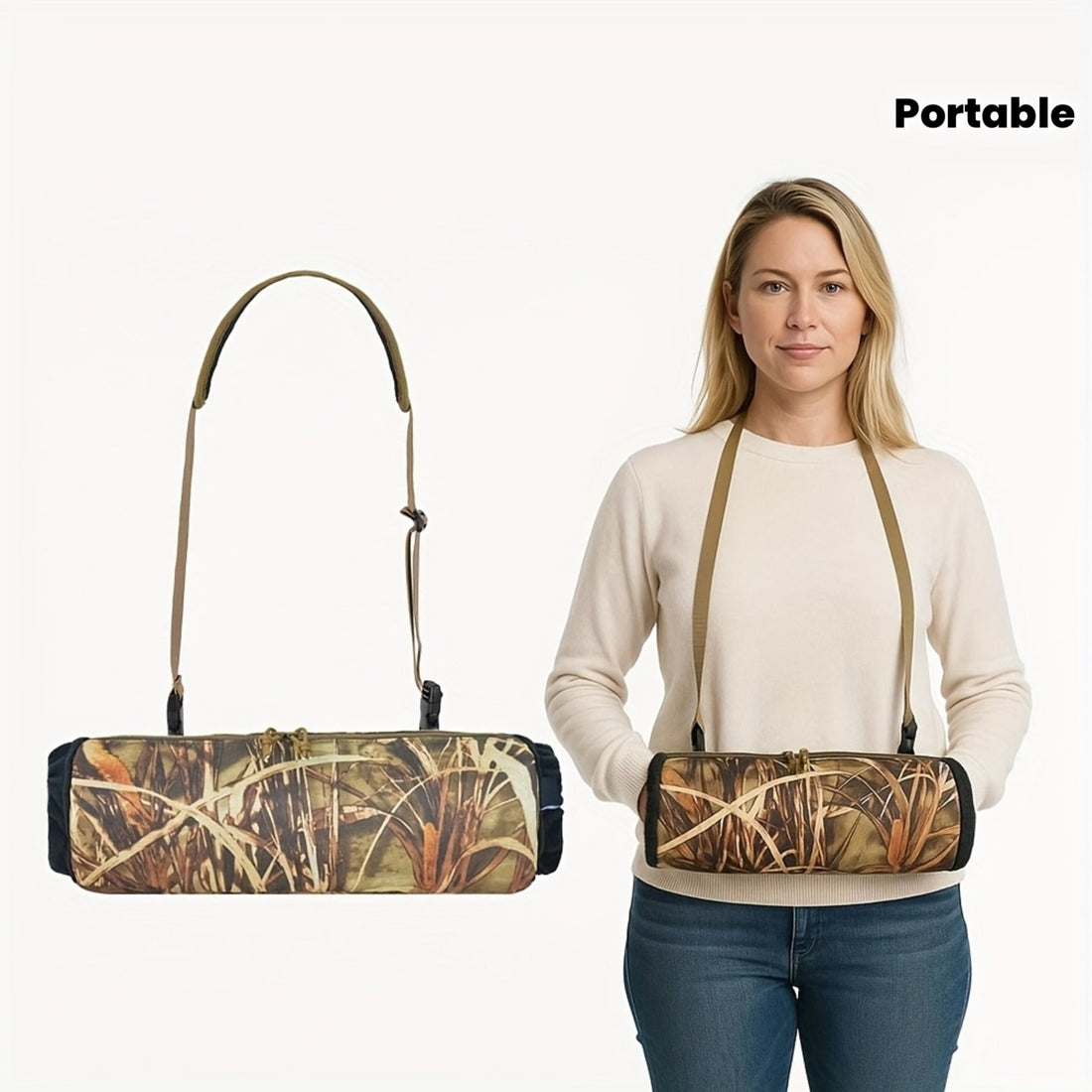 AYAMAYA Tactical Hand Warmer Pouch - Camo Hunting Hand Warmer with Adjustable Waist/Shoulder Strap, 600D Oxford & PVC Coating, Portable -Free Warmth for Outdoor Survival, Hiking, Camping, Hunting (Fits Waist Up to 51.96")