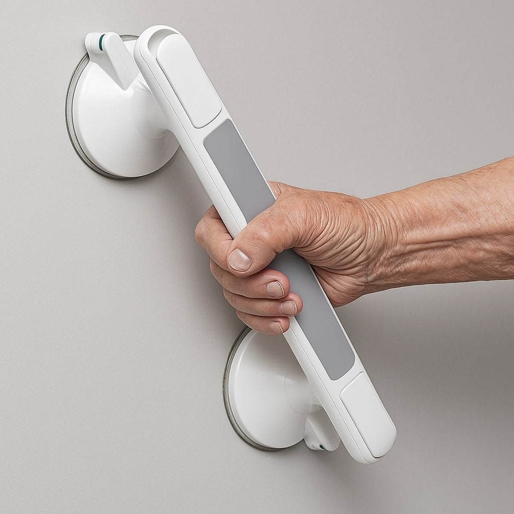 Bathroom Suction Grab - Bar No Drill | Safety Support Handle for Shower Bathtub Toilet and Daily Bathroom Stability