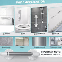 Bathroom Suction Grab - Bar No Drill | Safety Support Handle for Shower Bathtub Toilet and Daily Bathroom Stability